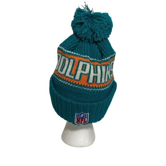 Miami Dolphins NFL New Era Knit Beanie W/Removeable Pom Football Fully Lined - Picture 5 of 9